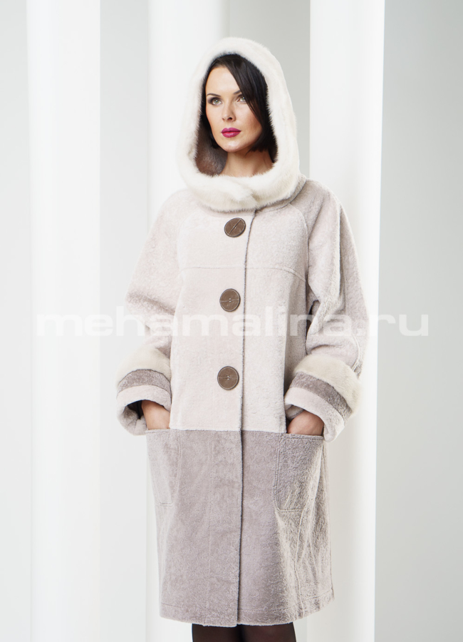 фото Лакон- двустороннее меховое пальто с капюшоном модель № S-216