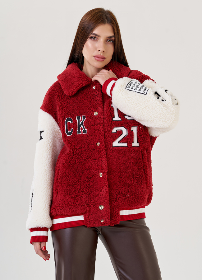 Куртка - бомбер из искусственного меха модель № 79198 универмаг малина