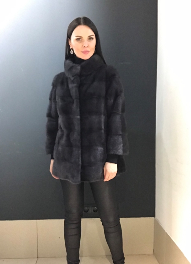 Норковая шуба в цвете графит модель № 17321 в рассрочку