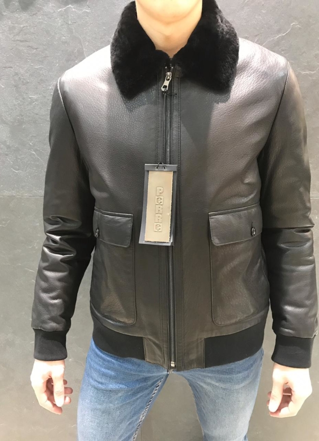 Кожаный пуховик модель № 4578 в кредит