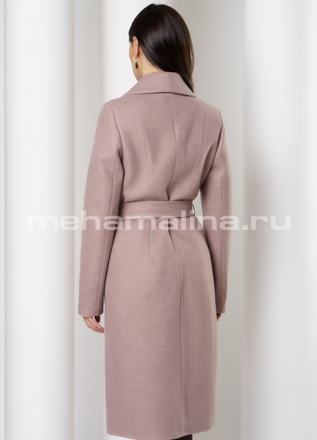 Пальто с отложным воротником на поясе модель № 010 в кредит