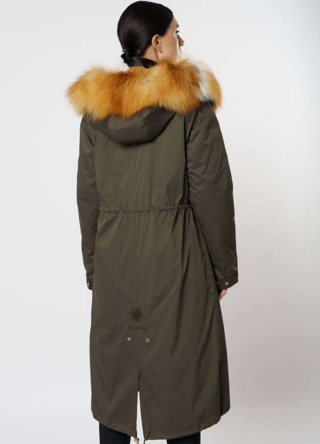 Парка в цвете хаки, отделка лиса модель № 12262 универмаг малина