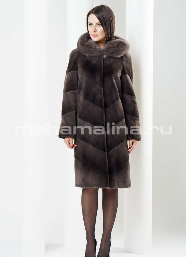 Шуба из нутрии,  цвет капучино модель № S-243 в кредит