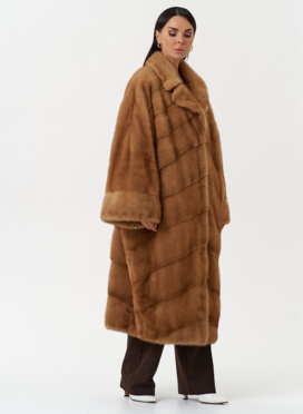 Женская шуба из меха норки с английским воротником