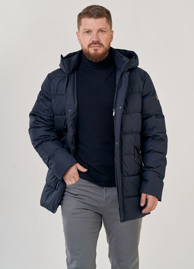 Мужской пуховик в темно-синем цвете модель № 23190 универмаг малина