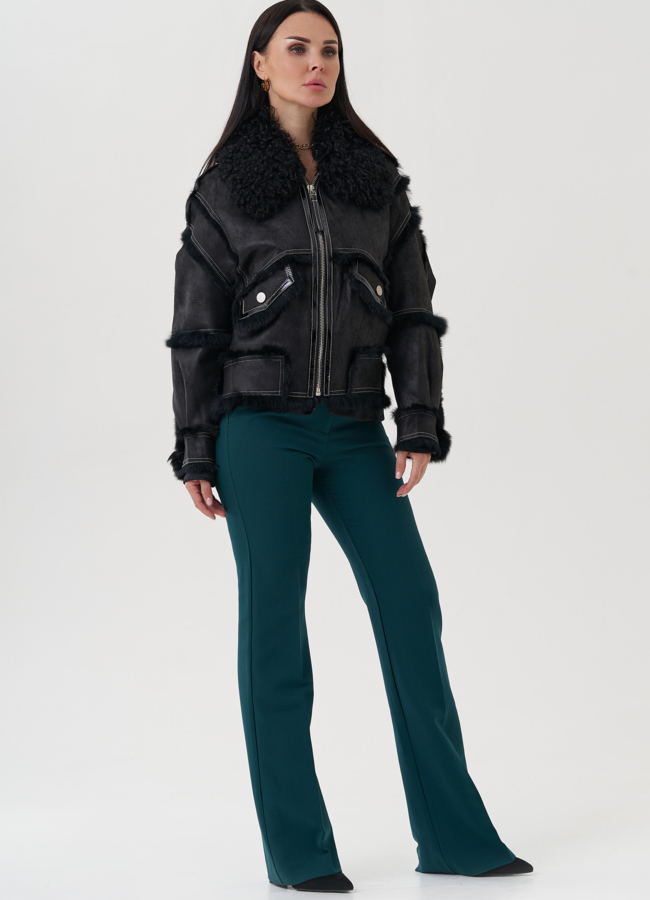 Куртка черного цвета с отложным воротником модель № 25548 универмаг малина