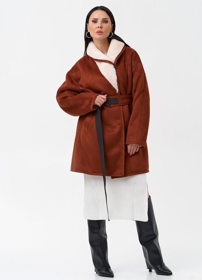 Женская дубленка из эко кожи модель № 28527 в рассрочку