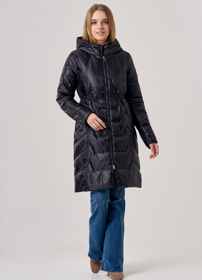 фото Полупальто женское черного цвета модель № 20599