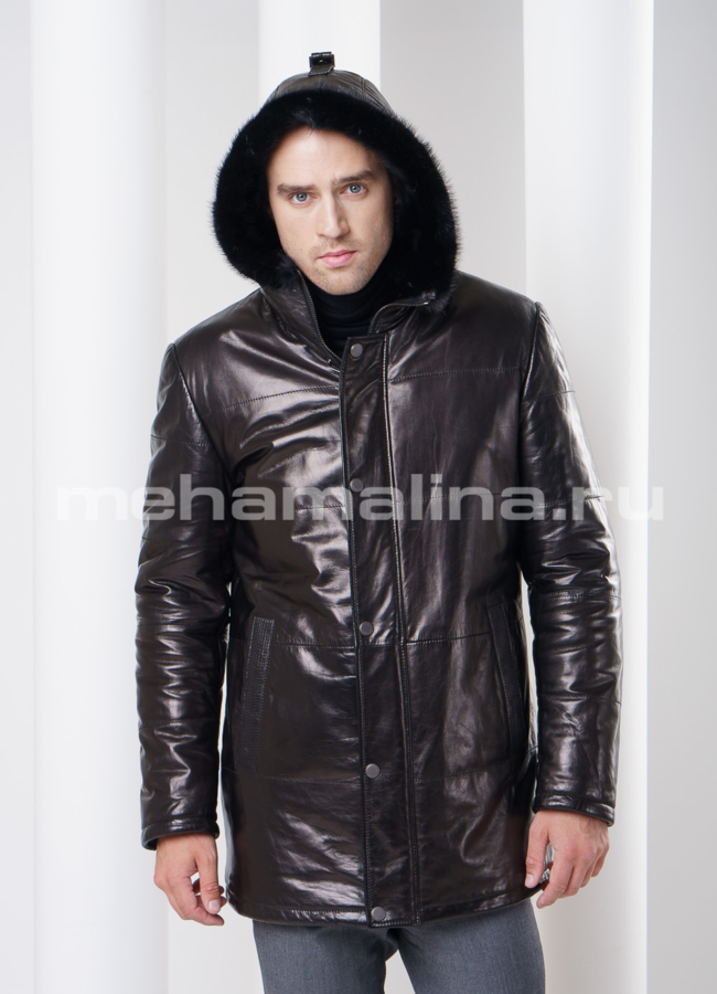 Дубленка мужская с капюшоном из норки модель № DM-71 универмаг малина