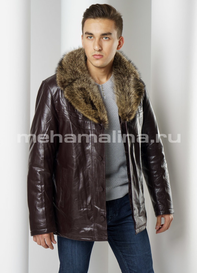 Мужская эко дубленка модель № DM-117 универмаг малина