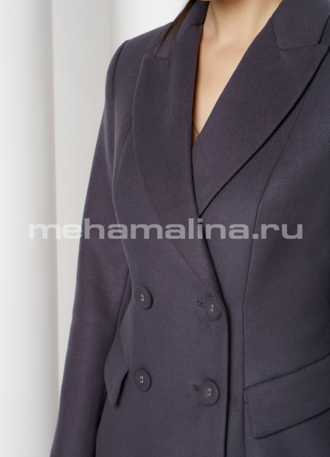 Пальто с английским воротником на пуговицах в цвете графит модель № 015 универмаг малина