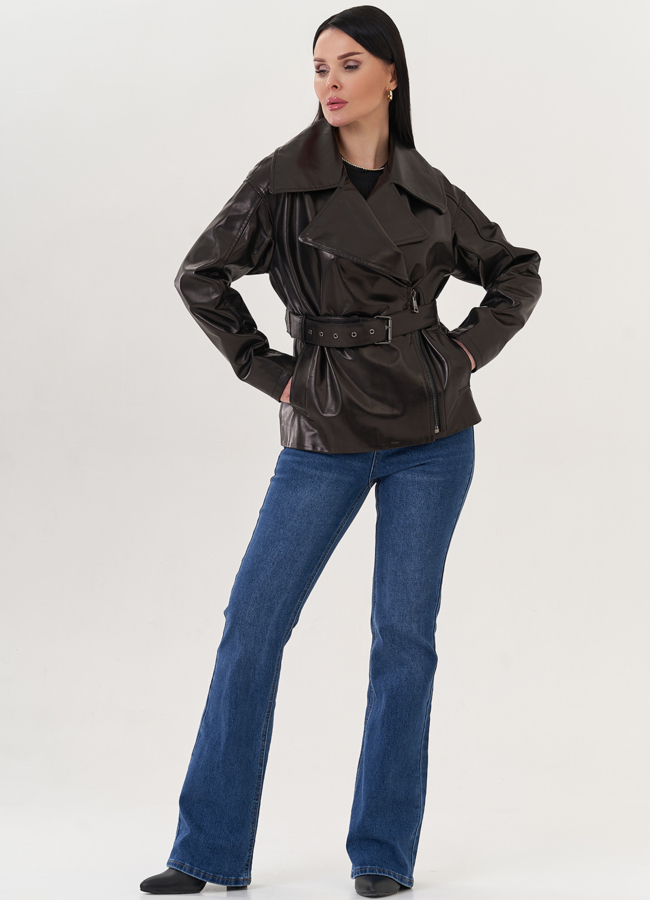 фото Кожаная куртка на молнии модель № 26846