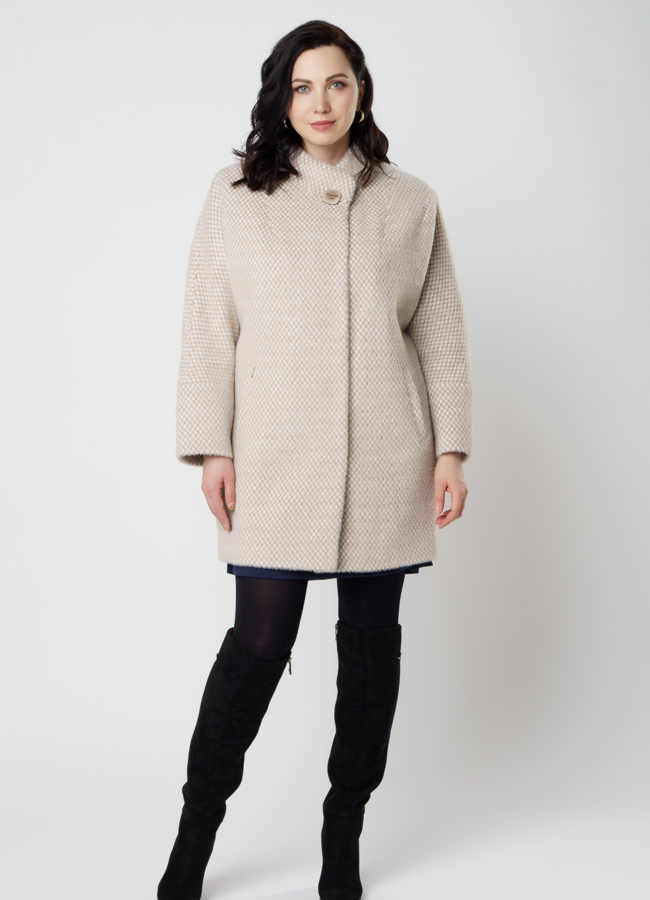 Полупальто женское бежевого цвета модель № 20481 универмаг малина