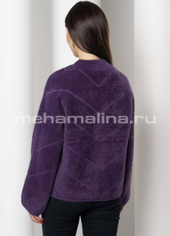 Укороченное пальто на молнии из микроворса модель № 1920 в кредит