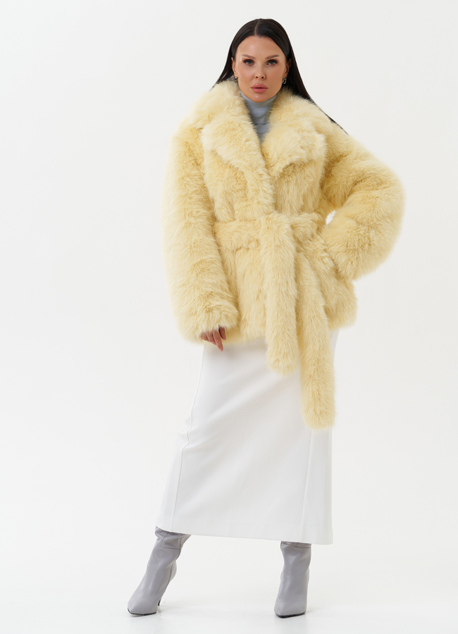 фото Шуба из экомеха под песца модель № 1345