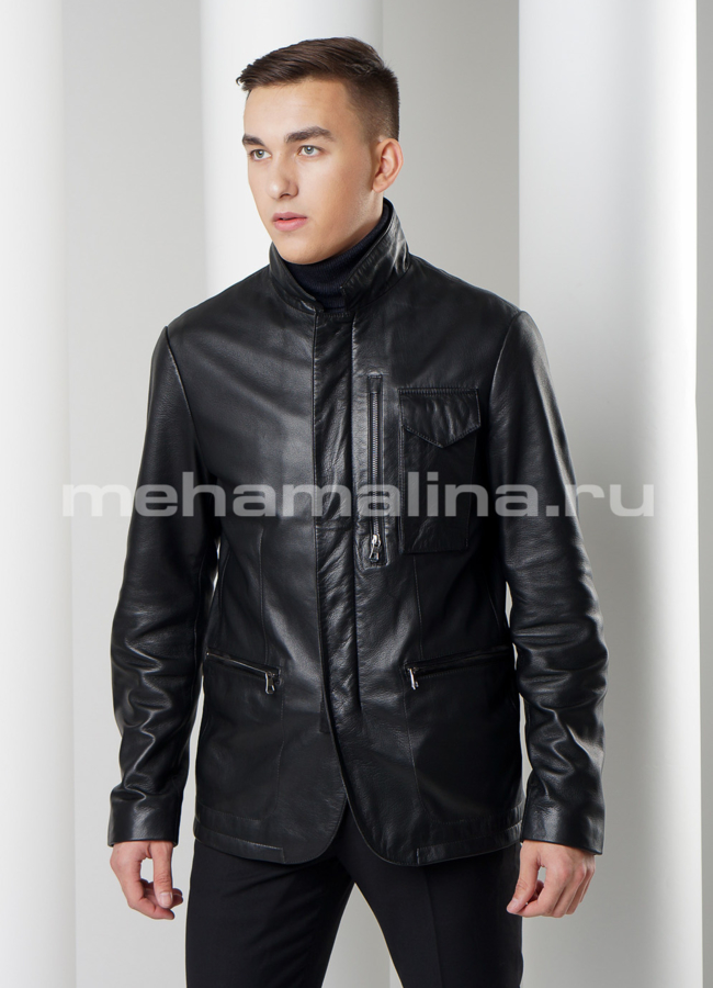 Мужская куртка модель № KP-182 меха малина