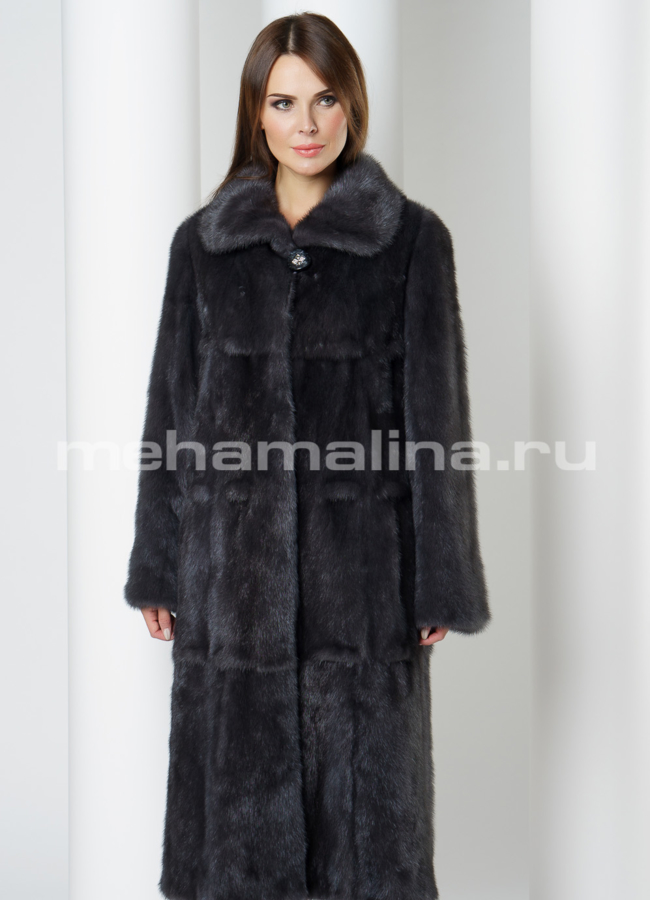 Норковая шуба  модель № S-634 меха малина