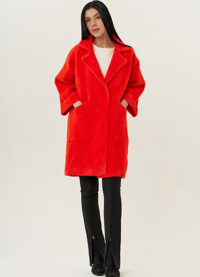 фото Женский кардиган с английским воротником в оранжевом цвете модель № 1829