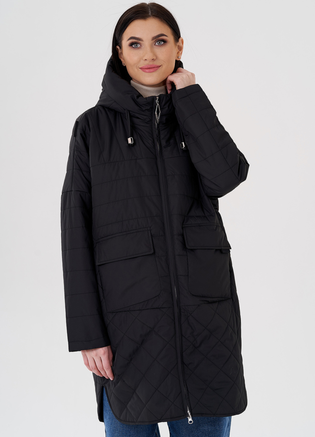 Женское полупальто с капюшоном  модель № 24338 в рассрочку