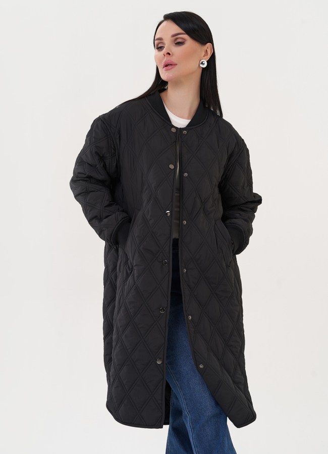Стеганое пальто-рубашка модель № 27021 в рассрочку