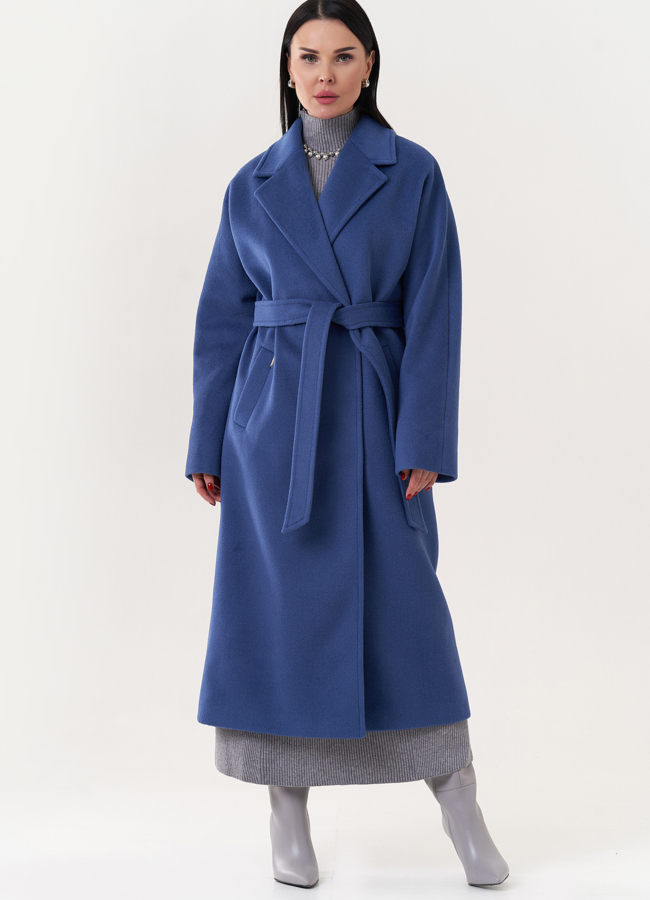 фото Удлиненное пальто с поясом модель № 26833