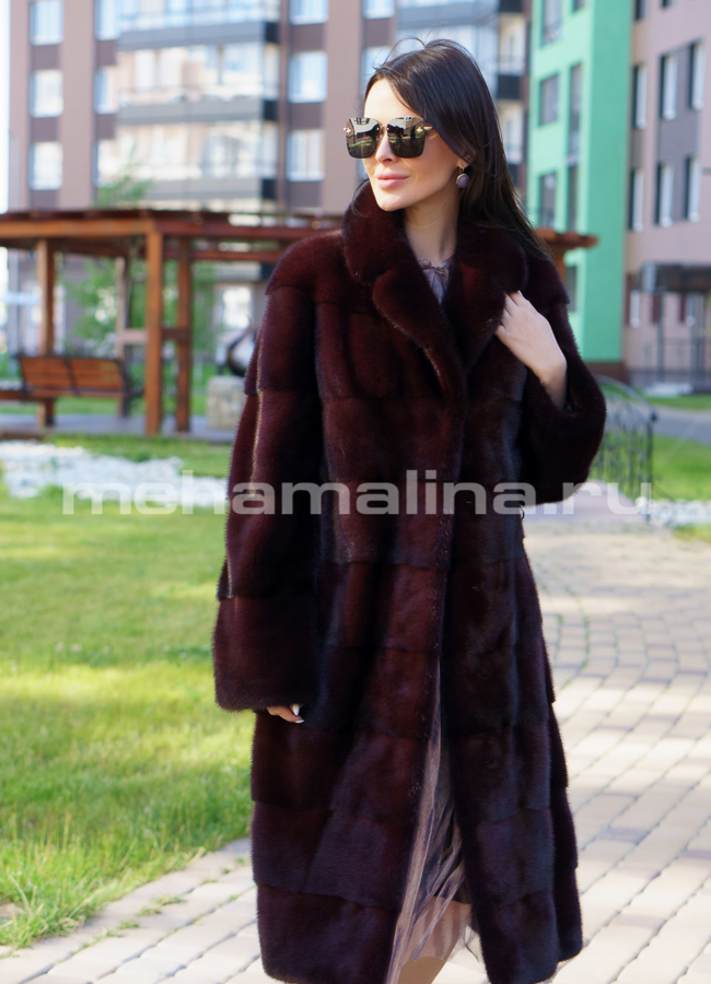 Норковая шуба модель № S-701 меха малина