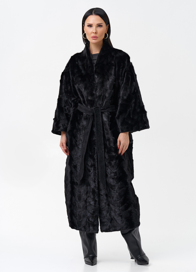 Длинная шуба из норки модель № 29064 универмаг малина