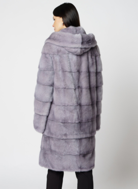 Норковая шуба с капюшоном голубого цвета трансформер  4 в 1