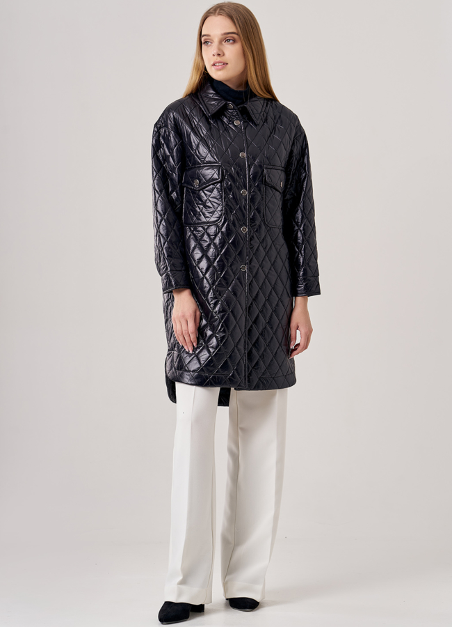 фото Полупальто-рубашка черного цвета модель № 38
