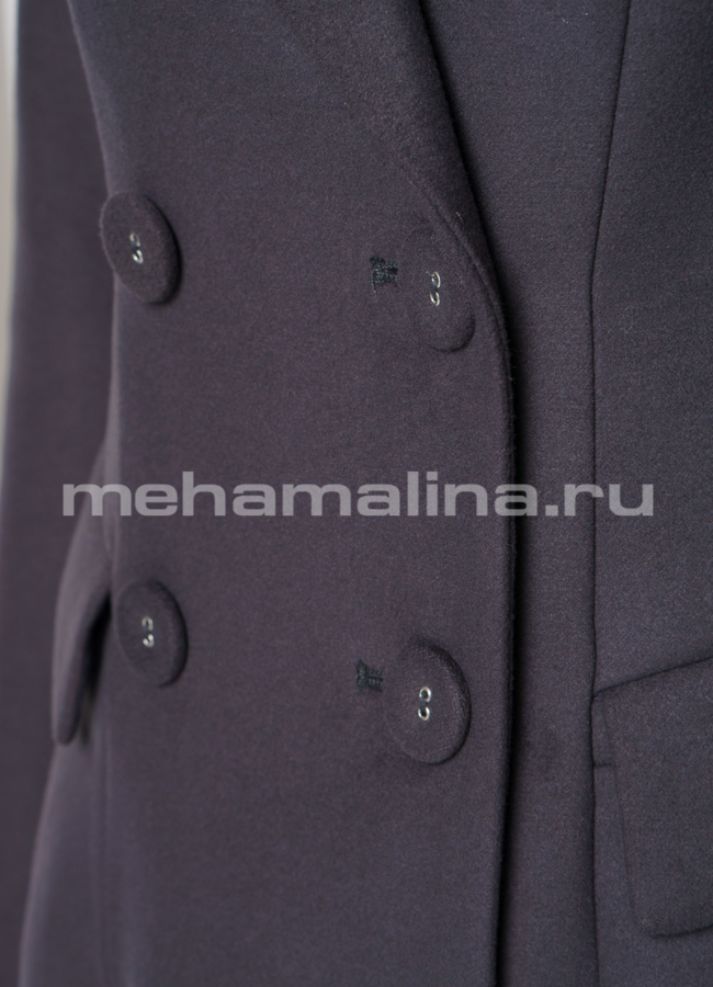 Пальто с английским воротником на пуговицах в цвете графит модель № 015 универмаг малина