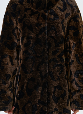 Женская натуральная дубленка с леопардовым принтом