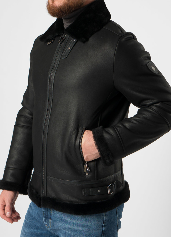 Дубленка пилот мужская на молнии  модель № 21349 универмаг малина