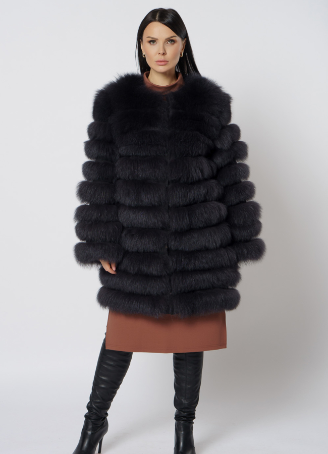 фото Шуба из песца в цвете графит модель № 11879