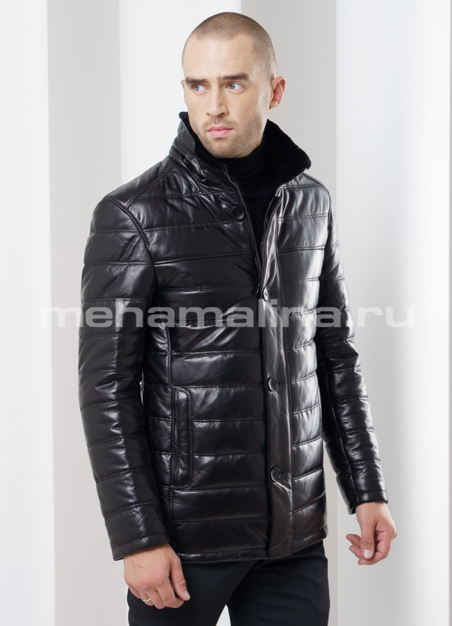 Пуховик черного цвета модель № ПМ-75 в кредит
