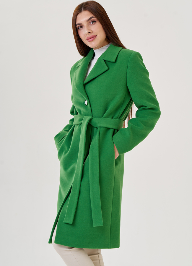 Пальто женское зеленого цвета модель № 79179 универмаг малина