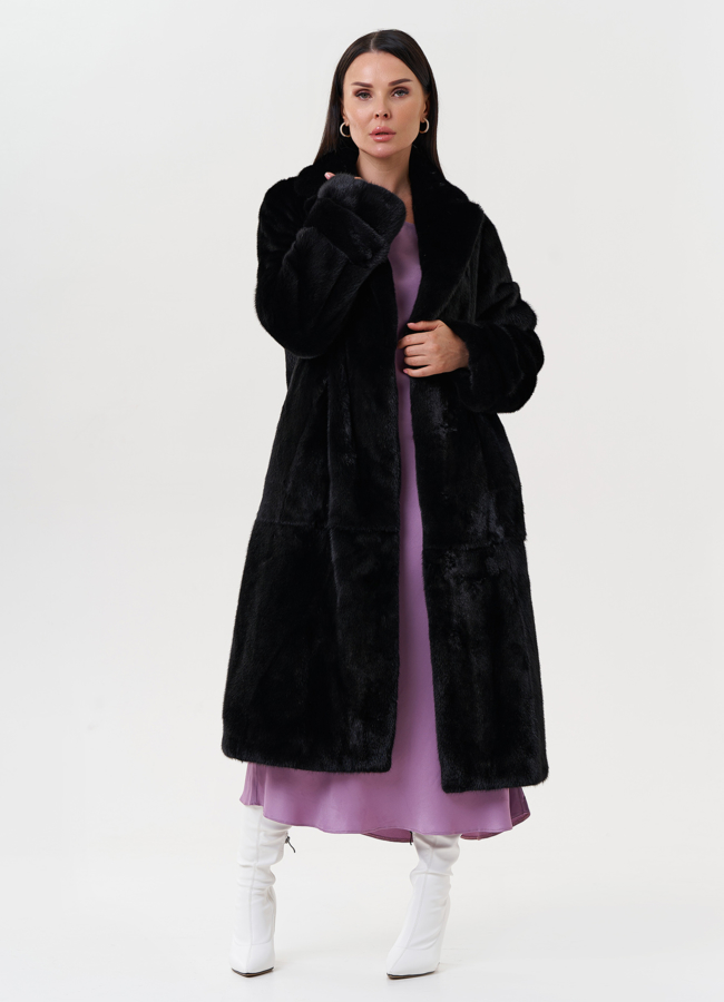 Шуба из норки с английским воротником  модель № 26051 универмаг малина