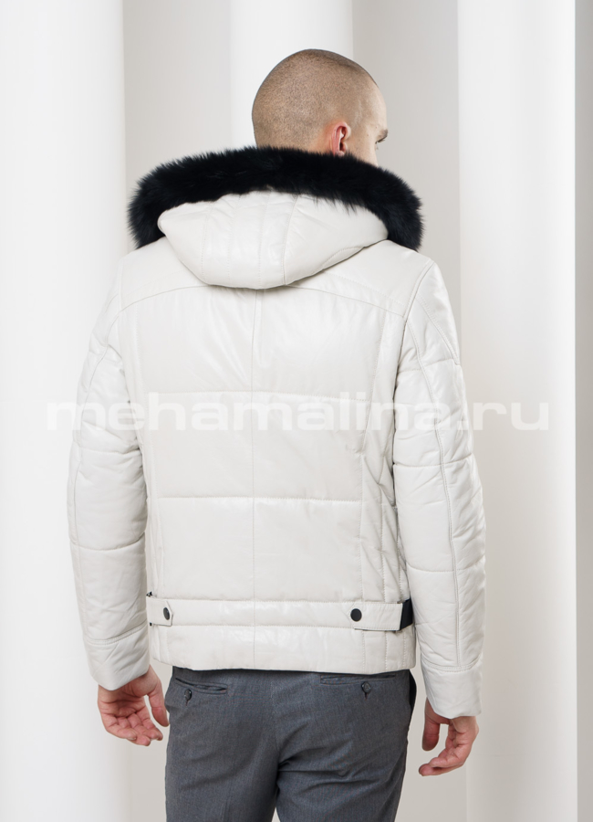 Кожаный пуховик модель № ПМ-59 в рассрочку