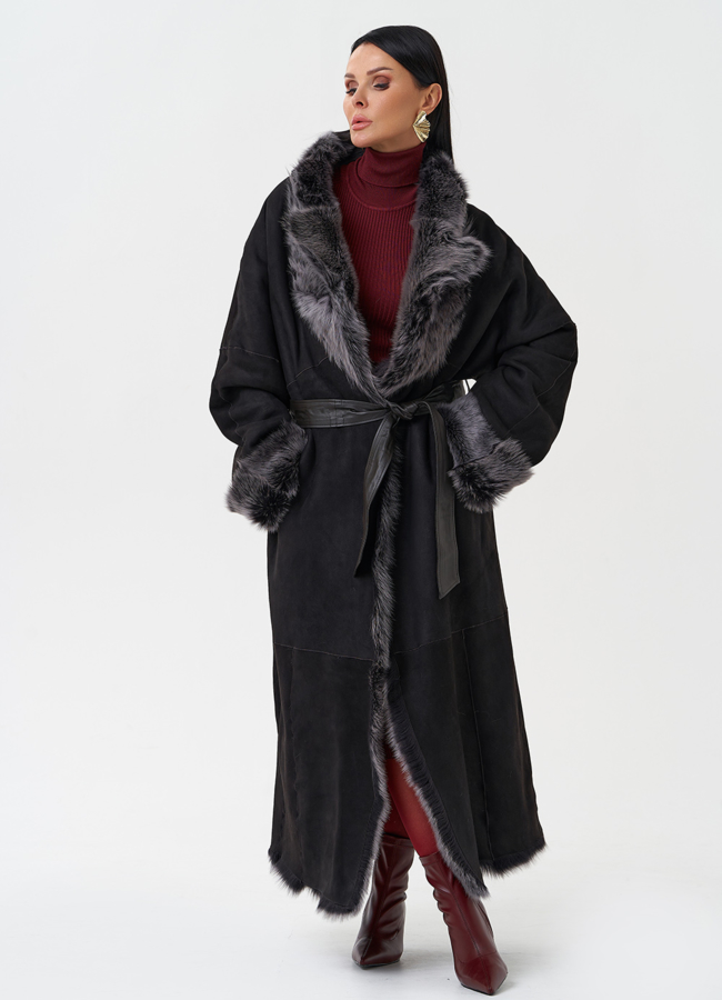 Двухсторонняя натуральная дубленка модель № 28421 универмаг малина