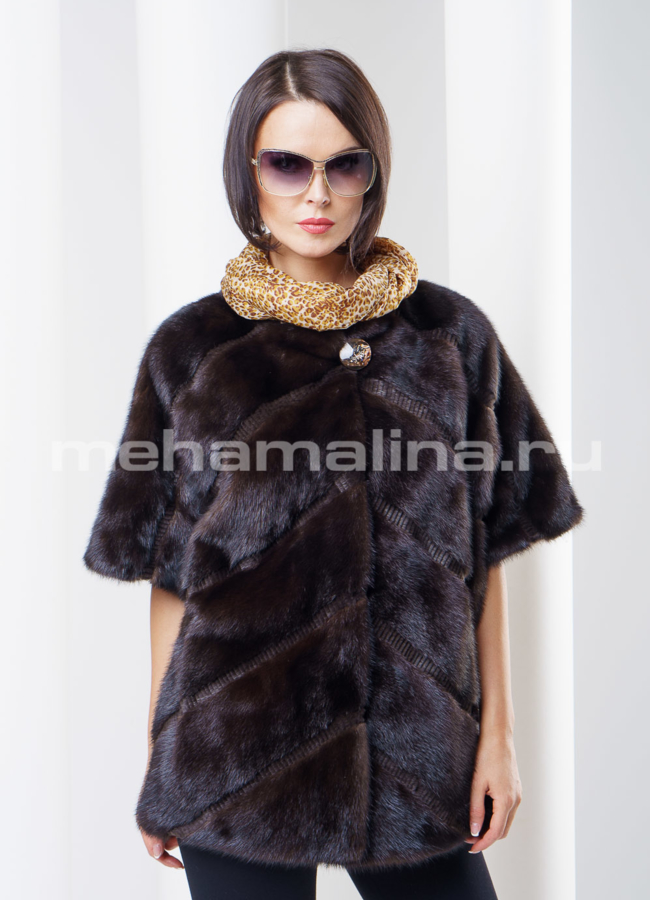 фото Норковая шуба со съемными элементами модель № S-272