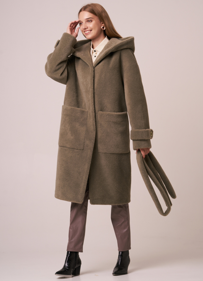 Искусственная шуба с капюшоном модель № 2039 универмаг малина