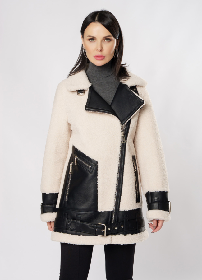 фото Дубленка пилот из эко кожи модель № 18994