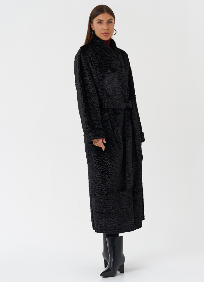 Пальто из эко меха под каракуля модель № 28672 в рассрочку