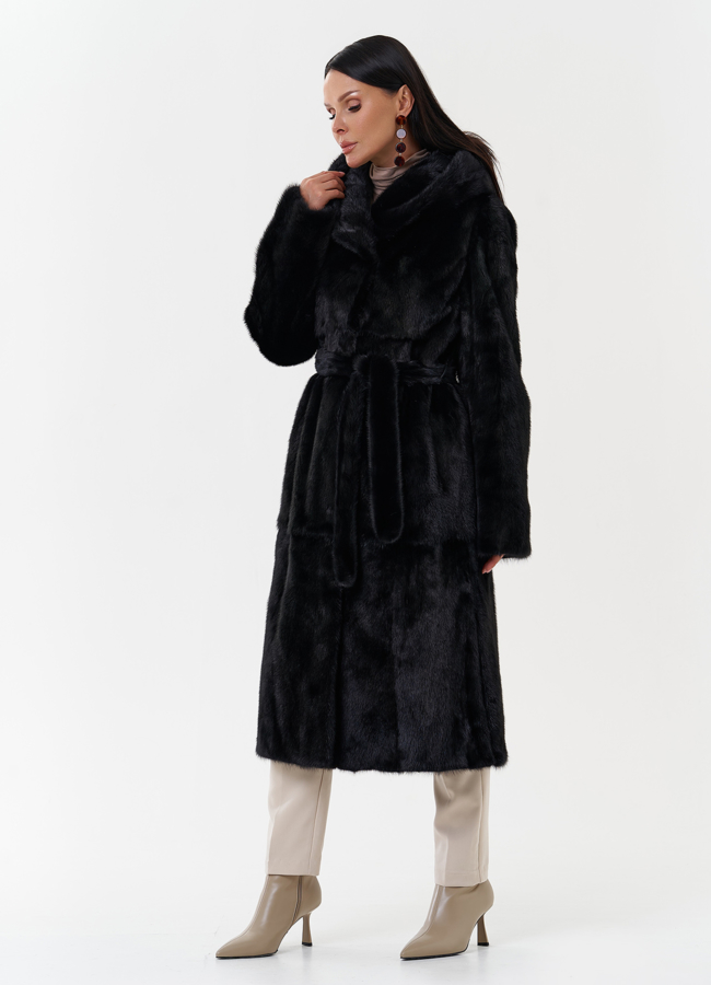фото Женская норковая шуба с капюшоном модель № 27663