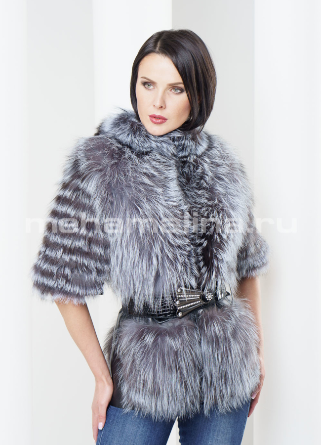 Меховой жакет из чернобурки модель № M-61 универмаг малина