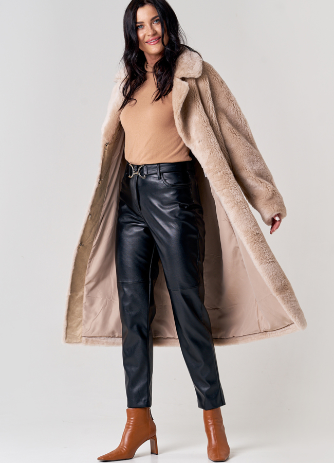 Пальто из шерсти в бежевом цвете модель № 21146 в рассрочку