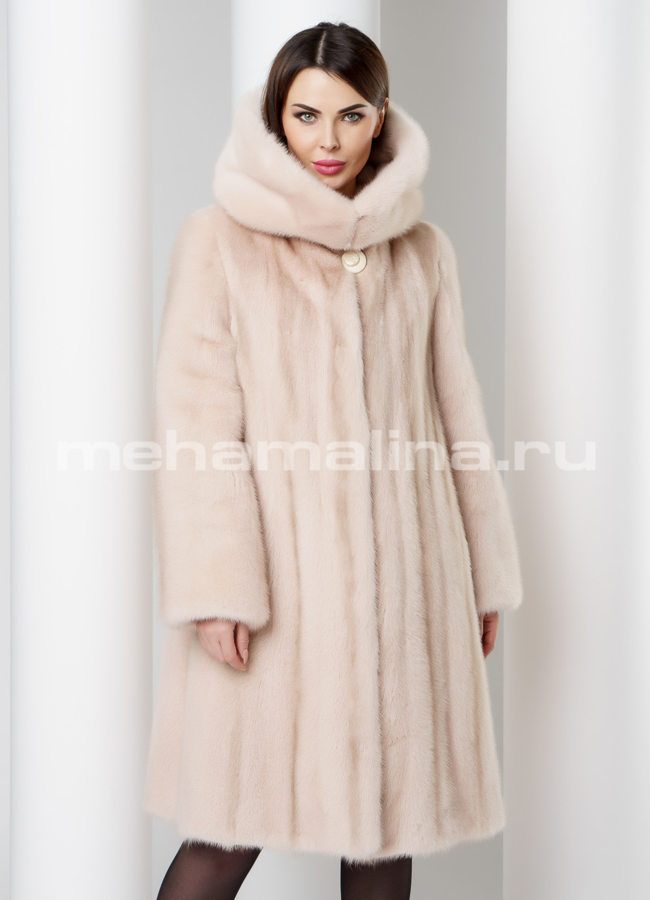 Светлая шуба из норки модель № S-569 универмаг малина