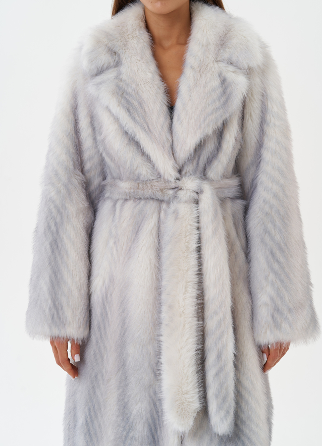 Длинная шуба из эко меха с градиентом модель № 28644 универмаг малина