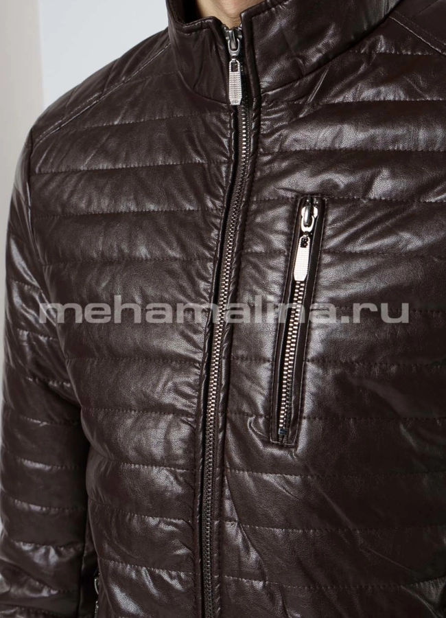 Куртка из эко кожи на молнии со стойкой модель № 607 в рассрочку