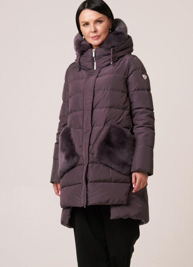 Зимний пуховик  DiegoM с капюшоном модель № Diego-M 704 меха малина