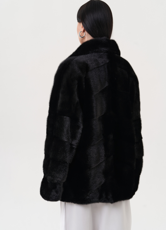 Укороченная шуба из меха норки модель № 24746 универмаг малина